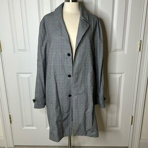 UNIS Grey Plaid Trench Coat Sz44